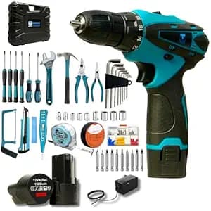 THOR 12V Cordless Drill Kit 45Nm | Torque Adjustment, 2x1500mAh Batteries, Fast Charger | Compact Multifunctional Screwdriver, 35 Accessories, Case | Professional Home DIY Projects