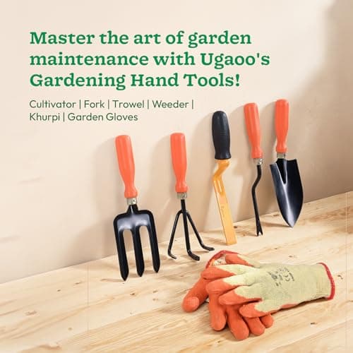 UGAOO Gardening Tools Kit for Home Garden – 6 Pcs Garden Tools Set with Cultivator, Fork, Trowel, Weeder, Khurpi & Garden Gloves | Heavy Duty Planting Tools for Home Gardening 2