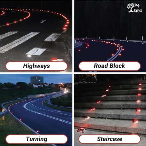 Epyz Solar Road Stud Light Outdoor Waterproof 6 LED Deck Lights for Driveway, Dock, Markers, Step, Staircase, Garden, Ground [ Aluminium Alloy ] [ Pack of 1, Red Flashing ] 2