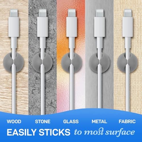 OIVO INDIA Adhesive Rubber Cable Organiser Different Size, Cable Protector and Wire Organizer Clips for Cables, Reusable Cable Organizer for Desk Grey (Pack of 10) 4