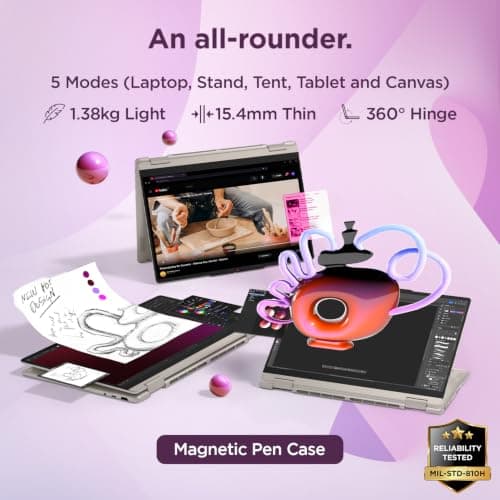 Lenovo Yoga 7 2-in-1 AMD Ryzen 7 AI 7 445 (16GB RAM/512GB SSD/14 (35.5cm)/WUXGA OLED/Yoga Pen Gen 2/Copilot+ PC/Windows 11/MSO 365 Basic+Office24/Seashell/1.4Kg), 83TD007WIN 5