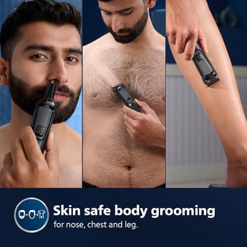 Philips India's No.1 Men's Trimmer | Self Sharpening Blades | Single Stroke Grooming I 9 In1 Face, Nose And Body I 2 +1* Year Warranty | No Oil Needed I 60 Min Runtime I MG3710/65,Black 3