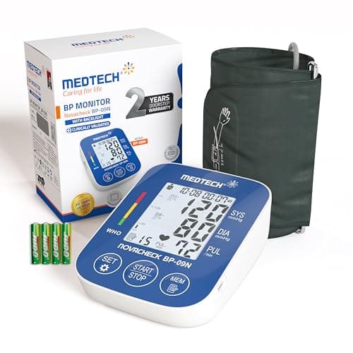 MEDTECH BP09N Fully Automatic Digital BP Monitor |Arm Portable, Lightweight Blood Pressure Machine | Accurate BP Machine Digital for Home | USB-C Port | Blood Pressure Monitoring Device, White