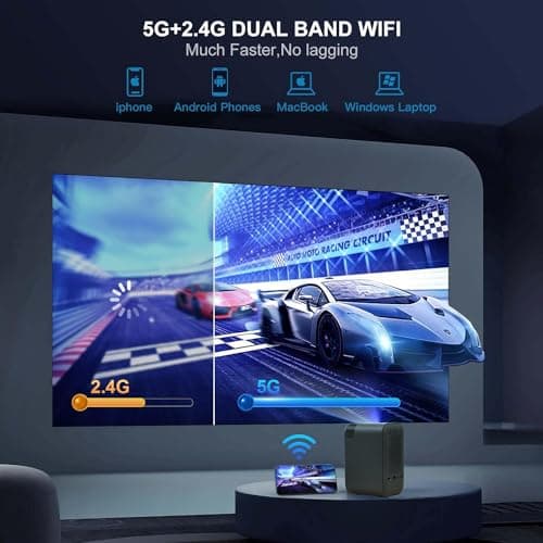 XElectron C8 Plus Smart Projector, 1080P Full HD Resolution | 8400 Lumens | 4K Support | Remote Focus, HDMI, USB, Dual Wi-Fi, Bluetooth & USB | 4D Keystone, PreLoaded Apps, Android TV | Voice Remote 3