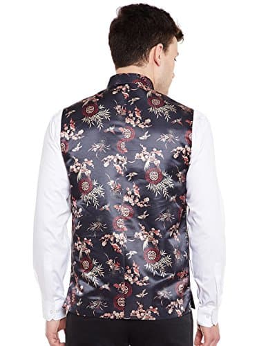 WINTAGE Men's Premium Rayon Grandad Printed Nehru Jacket Vest Waistcoat: L 3