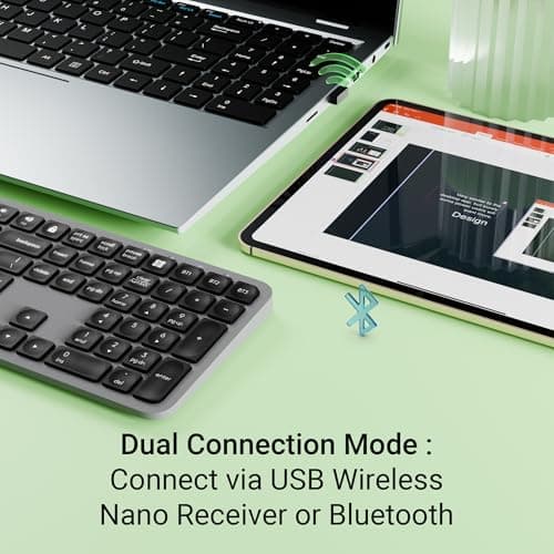 ZEBRONICS K5002MW Slim Wireless Keyboard with in-Built Battery, Copilot AI Key, Windows | Mac | iOS | Android, Scissor Switch, 3 Bluetooth + 2.4Ghz, 109 Keys, 13 Multimedia Keys, Type C Charging 2