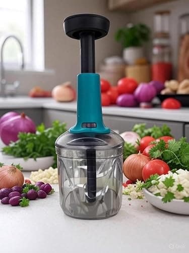 1100ml Vegetable Chopper for Kitchen | 2-in-1 Manual Push Slap Chopper | Mini Hand Cutter for Onion, Salad & Carrot | Steel Blade Chopper with Container | Compact Veg Cutter for Home Use