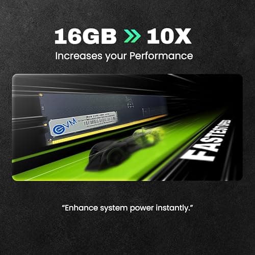 EVM 16GB DDR5 Desktop RAM Memory | 4800MHz | PC5-38400 | Long-DIMM | 288-Pin | CL19 | 1.1V Low Voltage | High Speed Performance | Intel & AMD Compatible | 10 Year Warranty (EVMT16G4800U88P) 3