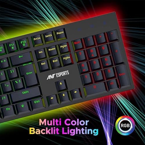 Ant Esports MK3400 V3 Pro Mechanical Gaming Keyboard RGB LED 104 Keys Blue Switch Anti Ghosting Full Size Wired USB PC Keyboard Removable Double Shot Keycaps Ergonomic for PC, Laptop and Mac (Black) 4