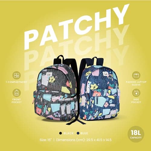 Genie Patchy Casual Backpack, Blue | Spacious Daypack for College, Travel & Everyday Use | Women & Girls 5