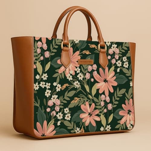 The Purple Tree Women's Office Essential Bag | Vegan Leather Handbag with Laptop Compartment | Spacious Office Bag | Designer Work Tote for Travel, College & Daily Use (Flora Muse) 5