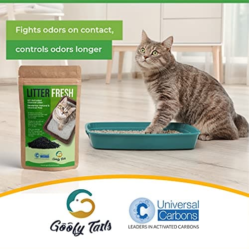 Goofy Tails Cat Litter Activated Charcoal Deodorizer 200g|Cat Litter Accessories for Odour Free Cat Litter Box| Cat Box Odour Eliminator| Ideal Topper for Cat Litter Sand| Cat Litter Box Deodorizer 3