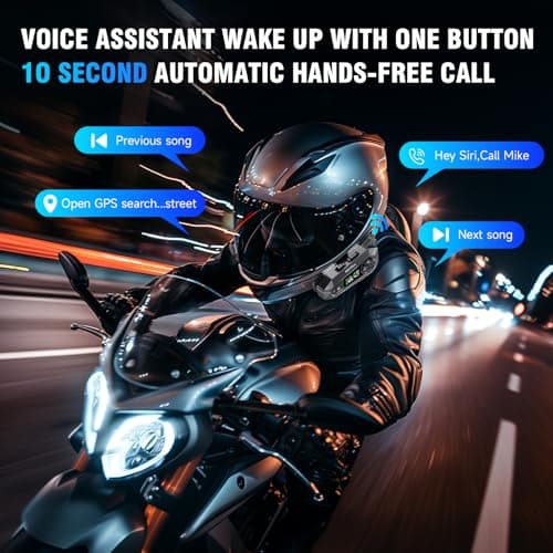EDYELL A1 Motorcycle Bluetooth Headsets,Smart LED Display Motorcycle Helmet Speakers,Group Communication System On Ear Headphones,HD Calling and HiFi Music,Waterproof & Dustproof Helmet Headset 4