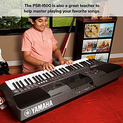 Yamaha PSR-I500 Portable Keyboard – 61 Keys, Indian & Western Tones, Built-in Rhythms, Songs & Lesson Function, Includes Power Adapter, Ideal for Learning & Performance 4