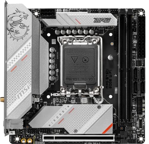 MSI MPG B760I Edge WiFi Mini ITX Motherboard, Mini ITX - Supports Intel 12/13/14th Gen Core Processors, LGA 1700-8 Direct 90A VRM, DDR5 Memory Boost 7200+MHz/OC, Pcie 5.0 X16, 2 X M.2 Gen4, Wi-Fi 6E 2
