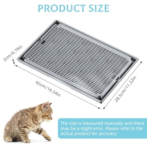 Qpets® Cat Litter Tray,Layer Detachable Cats Litter Box,Mesh Grid Cat Catching Tray for Bin Waste Collection (42cmx28.5cm) 2