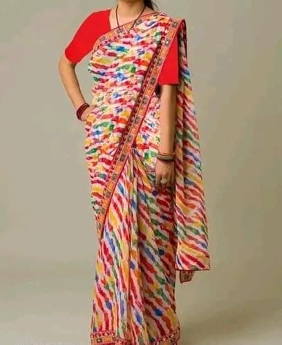 Festive Ethnic Saree Lightweight Comfortable Party Occasion Decorative Pattern Smooth Finish Multi 2
