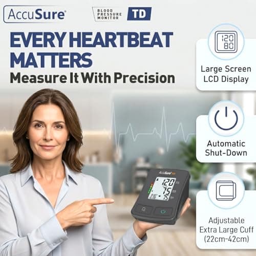 AccuSure TD Fully Automatic Digital Blood Pressure Monitor With Large Display, Most Advance Technology & Accurate Measurement Includes Type-C USB power port 2
