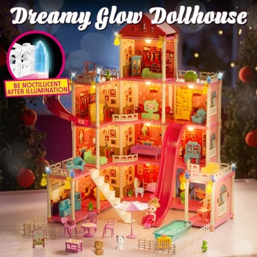Lehoo Castle Doll House with12 Rooms, Pink Dollhouse Play Set, Ideal Gift for 3 4 5 6 Year Old Girls 3