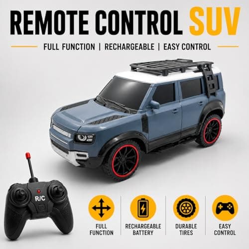The Flyers Bay Remote Control SUV Car for Kids | Off-Road RC Car with Smoke Effects, Type-C Rechargeable Battery & Inbuilt Music (Arjan Vailly Song) | Toy for Boys & Girls 4+ (Blue) 4
