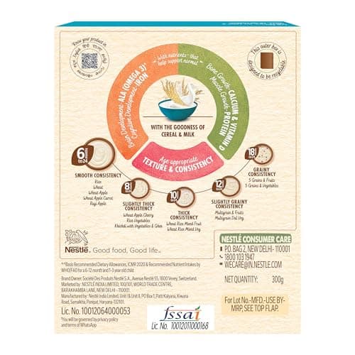 CERELAC Baby Food Cereal | No Refined Sugar | No Preservatives | Rice for 6 to 24 Months Baby | Omega 3 Iron Protein Calcium Vitamin D for Babies | Instant Cereal | 300g 2