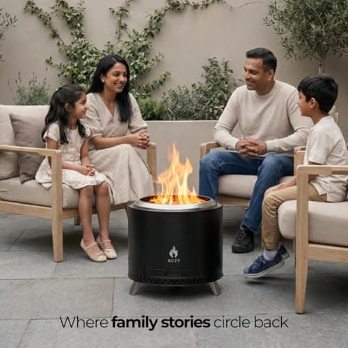 KOZY Radiance 15” Smokeless Fire Pit | 304 Stainless Steel Outdoor BBQ Grill, Bonfire with 360° Airflow | Portable Wood Burning Firepit for Balcony Patio Backyard and Camping 4