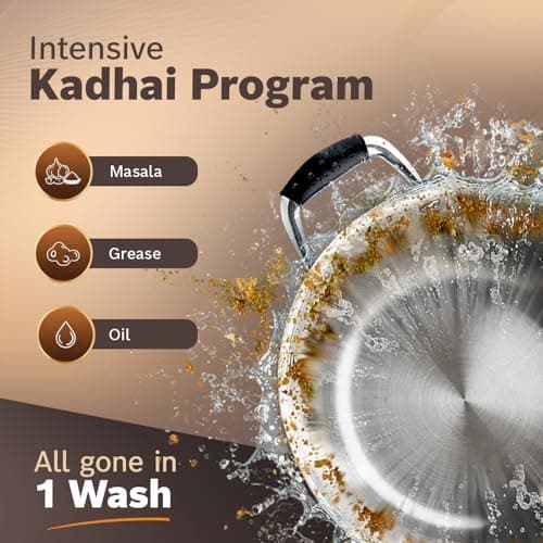 Bosch 14 Place Setting Free Standing Dishwasher for Indian Utensils, WiFi Enabled, Intensive Kadhai Program, Inbuilt Heater, Fits Up to 80 Utensils, White (SMS6IKW01I) 4