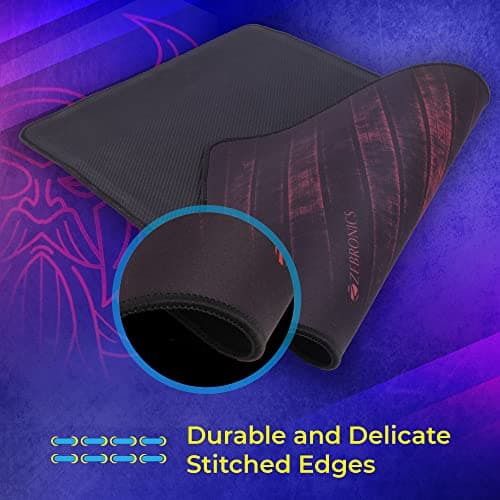 ZEBRONICS Firestorm Gaming Mouse pad for All Mouse sensors with Micro-Textured Fabric Surface, Anti Slip Rubber Base, 350x250mm Size, 4mm Thickness and a Portable roll and go Design 2