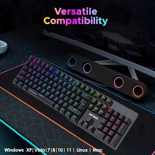 Ant Esports MK3400 V3 Pro Mechanical Gaming Keyboard RGB LED 104 Keys Blue Switch Anti Ghosting Full Size Wired USB PC Keyboard Removable Double Shot Keycaps Ergonomic for PC, Laptop and Mac (Black) 5