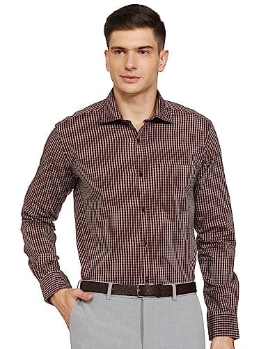 Park Avenue Men's Slim Fit Full Sleeve Formal Shirt | Solid Maroon in Luxury Cotton