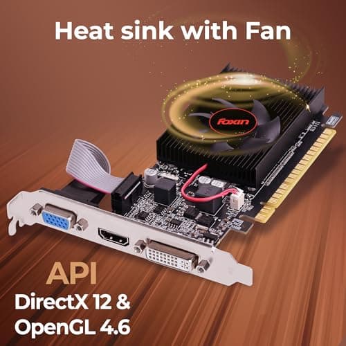 Foxin GT 740 Graphics Card 4GB DDR3 128-Bit | PCIe 3.0 Desktop GPU with HDMI DVI VGA Output | Heatsink Cooling Fan | High Efficiency Gaming Graphics Card (Black) 4