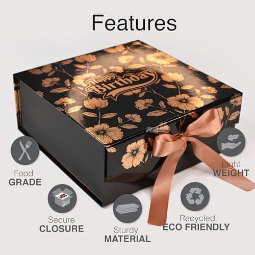 RBS® - MEDIUM Birthday Gift Boxes (26 x 26 x 10cm) Empty Gift Box for Packing (1 Pack) Holding Upto 8kg Hamper Boxes for Gift Empty Multipurpose Birthday Gift for Couple Special (Chinese Peonies) 4