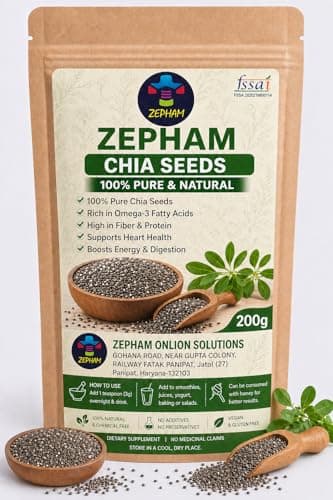 Chia Seeds | 100% Raw & Natural Sabja/Chia | Rich in Omega-3, Fiber & Protein | Weight Loss Superfood | Gluten Free & Vegan | Dirt & Stone Free Premium Chia Seeds |Good for Summer Hydration | Super Se