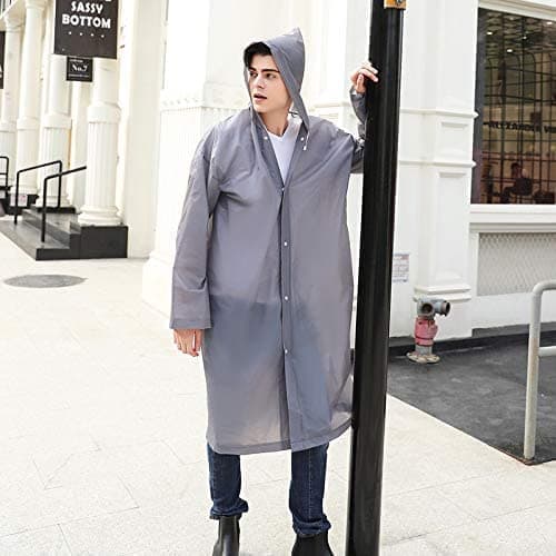 HACER EVA Waterproof Unisex Rain Coat Hooded Full Sleeves Outdoor Men, Women, Boys & Girls Rainwear Poncho Raincoat for Camping, Hiking & Travelling (Grey) 5