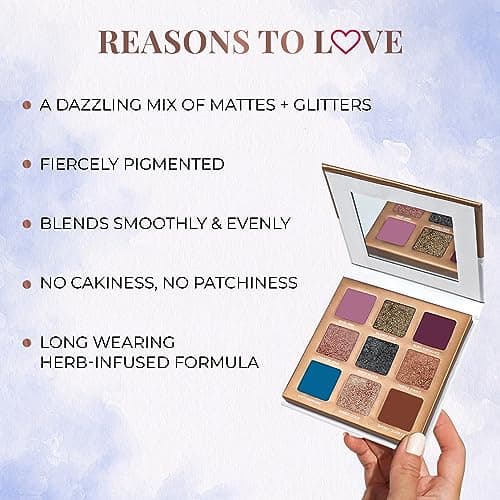 Just Herbs Eyeshadow Palette 9 In 1 Long Lasting Blendable Eye Makeup Palette Shimmery Finish (Moonlight - Night Palette) Multicolor 4