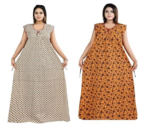 Bejod's Collection Women Pure Cotton Nighty Combo Pack | Full Length Floral Printed Cotton Nighty Maxi | Soft & Breathable Night Dress for Women Best for Summer