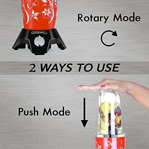 Cookwell Bullet Mixer Grinder (5 Jars, 3 Blades, Red) - Copper, 600 Watts - 2 Years Warranty 2