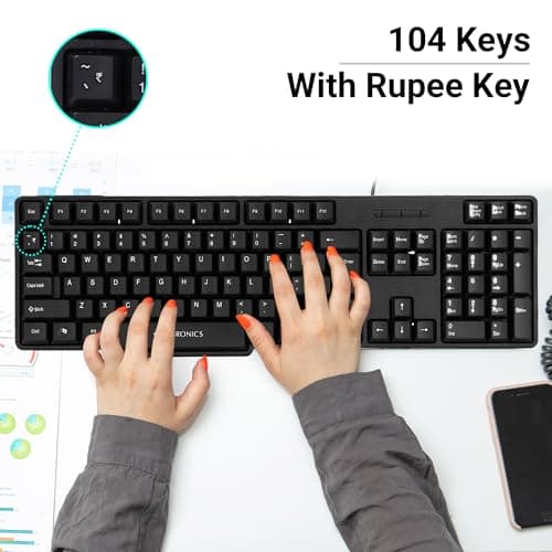 Zebronics Wired Keyboard and Mouse Combo with 104 Keys and a USB Mouse with 1200 DPI -JUDWAA 750 5