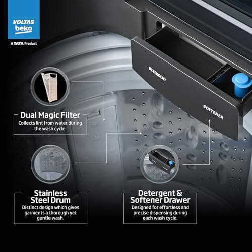 Voltas Beko, A Tata Product 10 Kg 5 Star Fully-Automatic Top Loading Washing Machine (WTL1006UEA/OBS1060, Grey, Double Waterfall Technology) 6