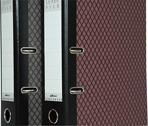 Mahavir Superial – 2D Lever Arch File – Foolscap Size (216mm x 343mm) (8.5inch x 13.5inch) – 70mm (2.75 inch) Clip – Thermosensitive Paper Cover and Rado Lock– Pack of 2 – (Grey + Maroon) 3