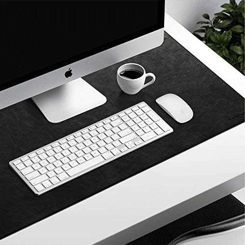 DailyObjects Large Premium Vegan Leather Desk Mat |Anti-Skid|Anti-Slip|85*45cm|Reversible Desk spread Turf Desk/Laptop Mat for Work from Home/Office/Gaming-Extended mouse pad & keyboard desk pad-Black 2