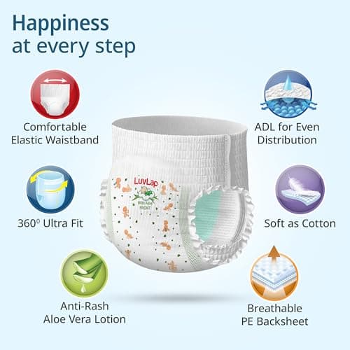 LuvLap Diaper Pants Small (SM) 4 to 8Kg, 38 Count, Baby Diaper Pants, with Aloe Vera Lotion for rash protection, with upto 12 Hour protection 2