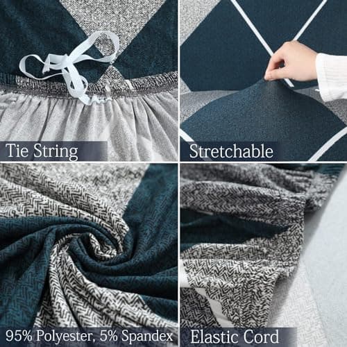 B BESTILO 1 Seater Universal Polyester Blend & Spandex Sofa Cover Big Elasticity Cover for Couch, Flexible Stretch Sofa Cover | Imported Slipcover | (Blue Rhombus, Single Seater (90-145cm)) 4