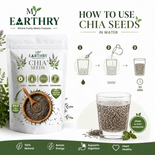 MY EARTHRY Premium Chia Seeds 250g – High in Omega-3 & Antioxidants | Supports Weight Management | High in Protein, Calcium & Fibre | Superfood for your Health | Good for Hair and Skin 2