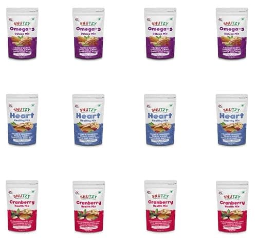 SNUTZY- Cranberry Health Mix | Heart Healthy Mix | Omega-3 Deluxe Mix || Premium Trail Mix of Walnuts, Almonds, Cashews, Brazil Nuts, Pecans, Cranberries & Seeds | Mixed Dry Fruits & Nuts | Healthy Sn