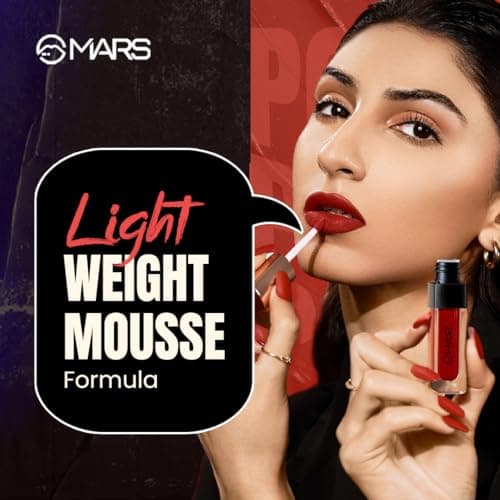 MARS Popstar Non-Drying Liquid Mousse Lipstick for Women with Matte Finish | Lightweight and Non-Sticky Formula | Up to 12 Hour Long Lasting | Transferproof & Waterproof (6.0ml) (04-Party Fever) 3