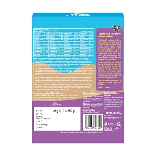 Yogabar Multigrain Energy Bar Variety Pack, 10 Bar, Healthy Diet with Fruits, Nuts, Oats and Millets, Gluten Free, Crunchy Granola Bars, Packed with Chia and Sunflower Seeds (10 Bar) 2