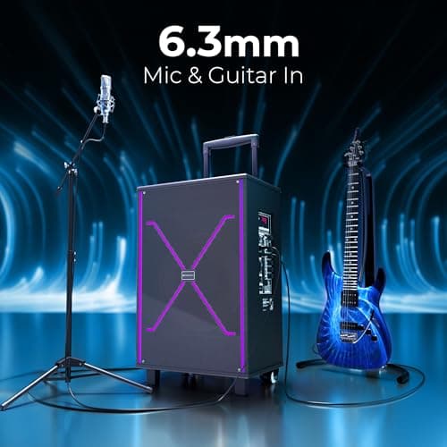 Zebronics 120W Party Trolley DJ Speaker, Upto 5h Playback, Dual UHF Mic, Karaoke, Full-Range 30.48cm Driver, TWS, 6.3mm Mic & Guitar in, Bluetooth, USB, AUX, RGB, LED Display (Party Fyre 400) 4