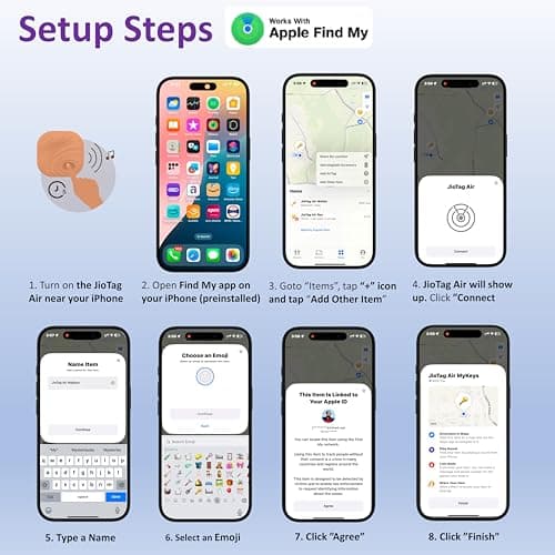 JioTag Air for iOS (Gray) Worldwide Tracker, Pair with Apple Find My app for keys, luggage, bikes, purses etc. inside & outside Bluetooth range, No SIM/subscriptions required, 1+1 year battery, 120 dB 6