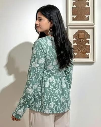 PD CLORI Women’s Floral Printed V-Neck Top | Soft & Breathable Fabric | Relaxed Fit Stylish Tunic | Casual (in, Alpha, XL, Regular) Mint Green 3